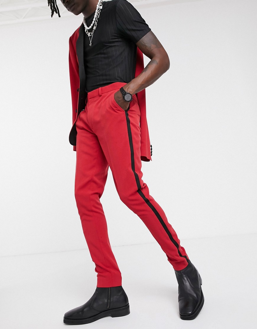ASOS DESIGN - Pantaloni eleganti super skinny rossi-Rosso