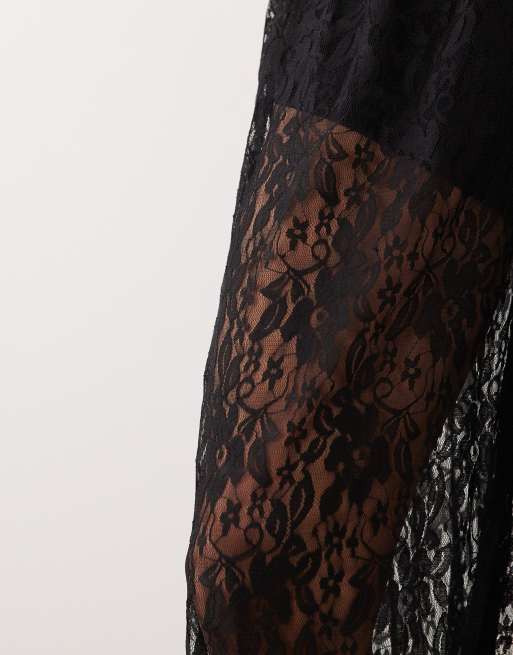 ASOS DESIGN pantaloni harem a palloncino in pizzo neri, 5 di 5