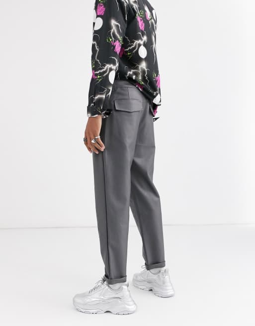 ASOS DESIGN - Pantaloni in ecopelle grigi, 2 di 4