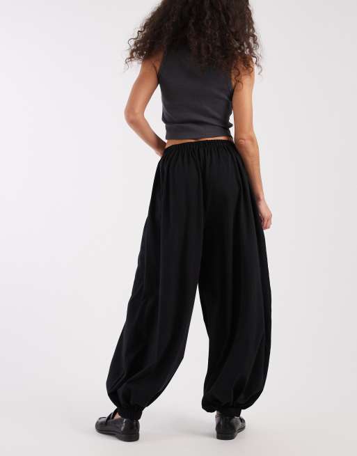 ASOS DESIGN - Pantaloni in jersey neri stile harem, 3 di 5