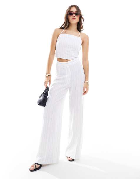 ASOS DESIGN - Pantaloni in lino gessati in coordinato - view 1