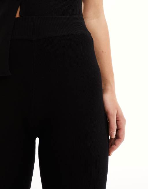 ASOS DESIGN - Pantaloni in maglia a fondo ampio neri in coordinato, 5 di 5