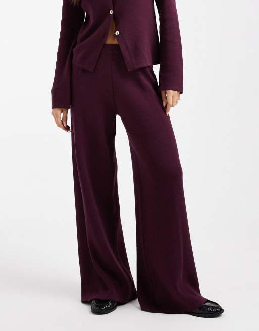 ASOS DESIGN - Pantaloni in maglia color prugna in coordinato, 2 di 5