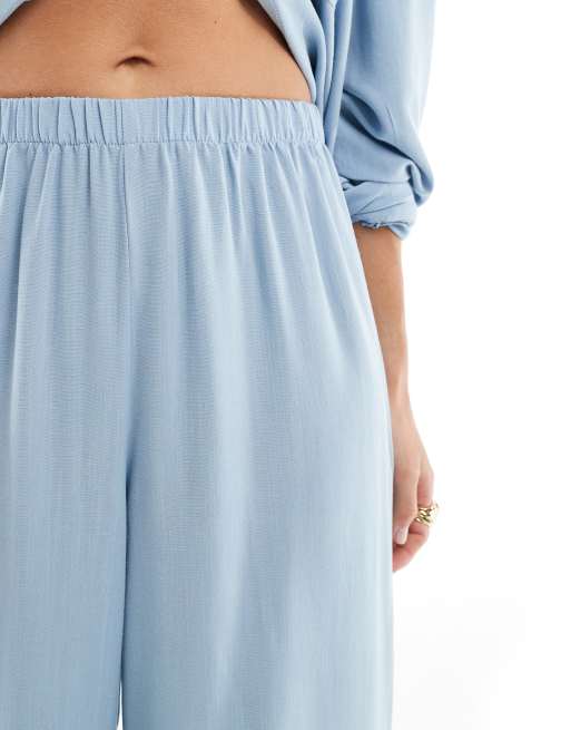 ASOS DESIGN - Pantaloni in misto lino blu, 5 di 5