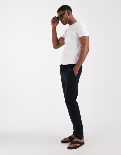 ASOS DESIGN - Pantaloni in misto lino neri, 3 di 5