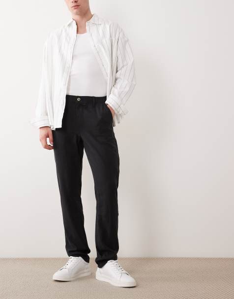 ASOS DESIGN - Pantaloni in misto lino neri - view 1
