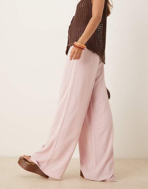 ASOS DESIGN - Pantaloni in misto lino rosa cipria , 5 di 5
