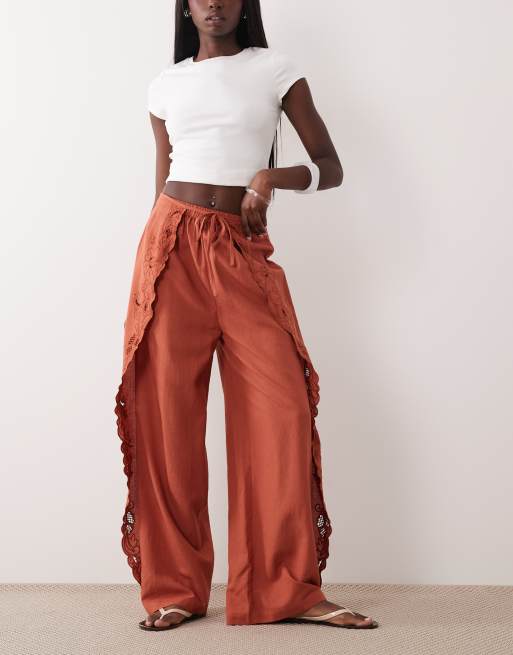 ASOS DESIGN - Pantaloni in pizzo ricamati, 2 di 5