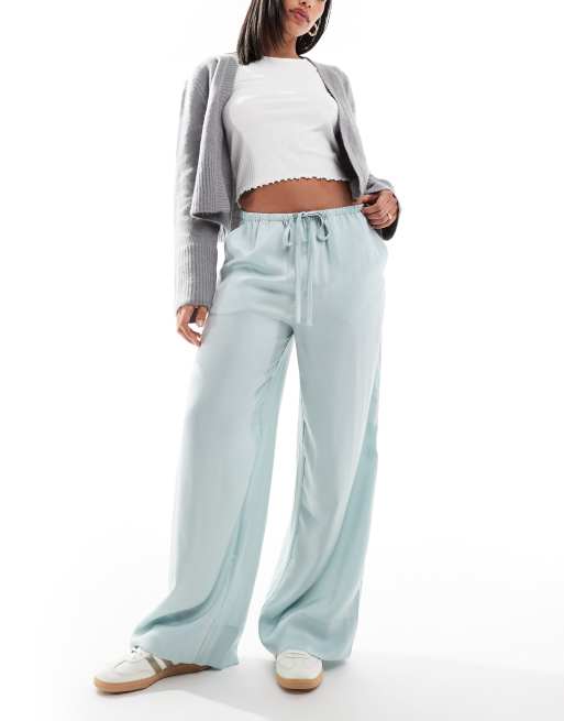 ASOS DESIGN - Pantaloni in raso color menta