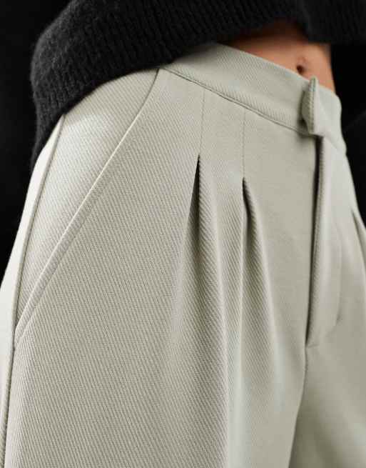 ASOS DESIGN - Pantaloni in twill a fondo ampio color salvia, 2 di 5