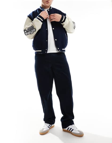 ASOS DESIGN - Pantaloni in velluto a coste blu navy extra ampi - view 1