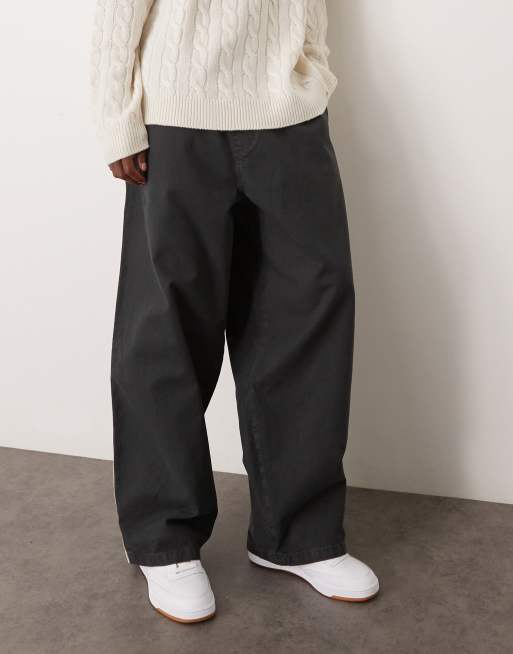 ASOS DESIGN - Pantaloni larghi a palloncino color antracite con riga laterale, 5 di 5