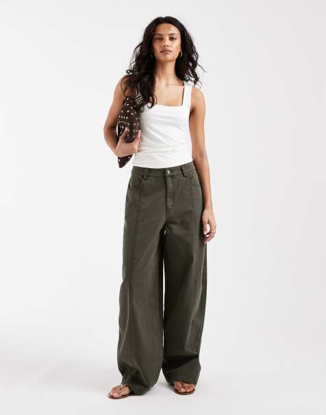 ASOS DESIGN - Pantaloni larghi con cuciture kaki slavato - view 1