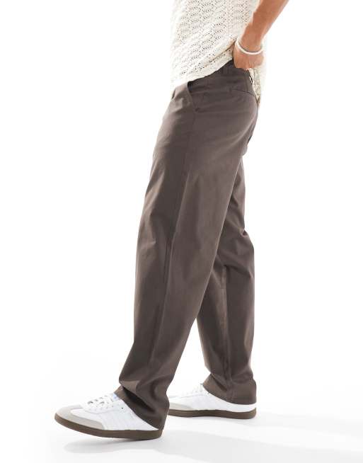 ASOS DESIGN Pantaloni larghi marrone scuro