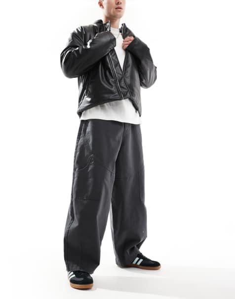 ASOS DESIGN - Pantaloni larghi oversize grigi con toppe - view 1