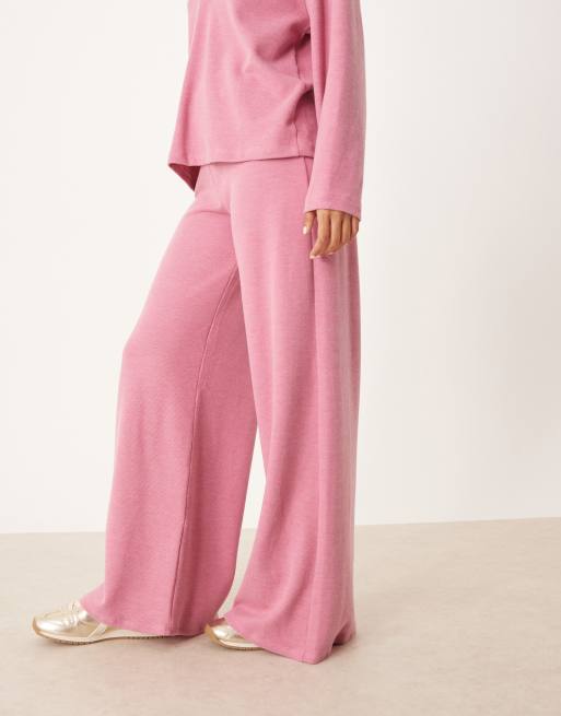 ASOS DESIGN - Pantaloni morbidissimi a fondo ampio rosa in coordinato, 5 di 5