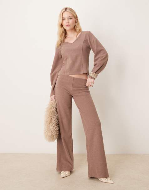 ASOS DESIGN - Pantaloni morbidissimi color marrone cioccolato in coordinato - view 1