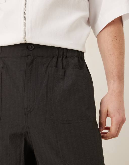 ASOS DESIGN - Pantaloni neri extra larghi in seersucker, 4 di 5