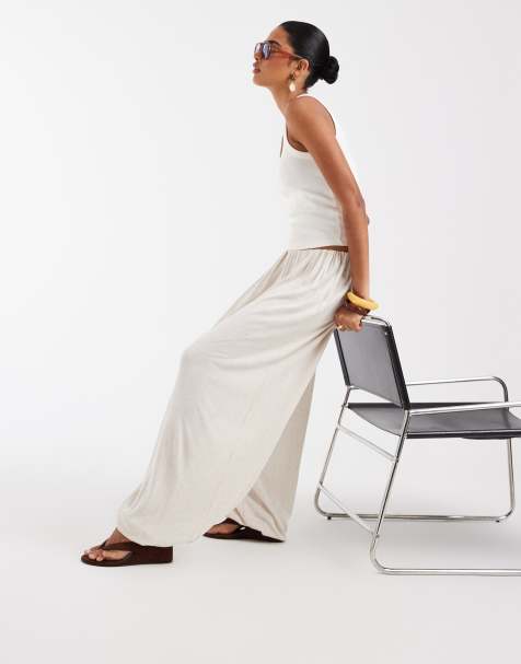 ASOS DESIGN - Pantaloni oversize a palloncino in jersey di lino beige - view 1