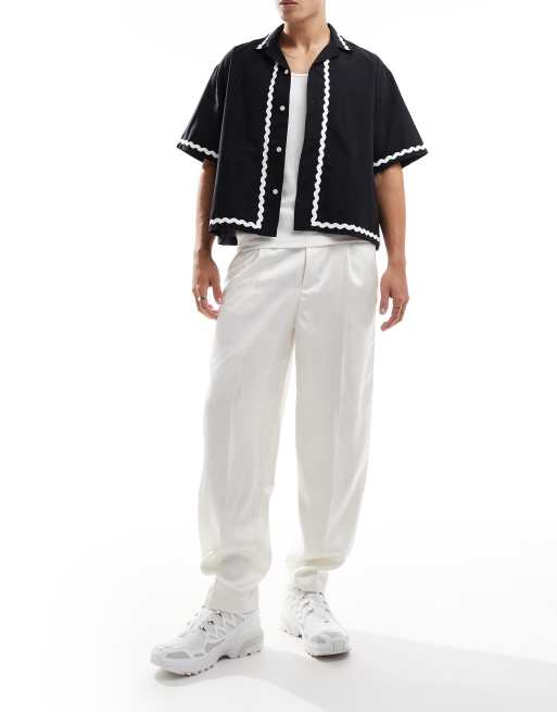 ASOS DESIGN - Pantaloni oversize affusolati eleganti bianchi, 2 di 5