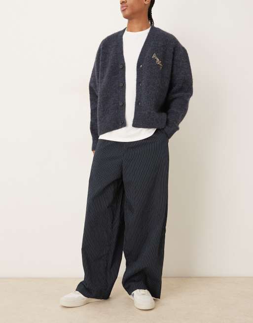 ASOS DESIGN - Pantaloni oversize ampi con motivo gessato, 2 di 5