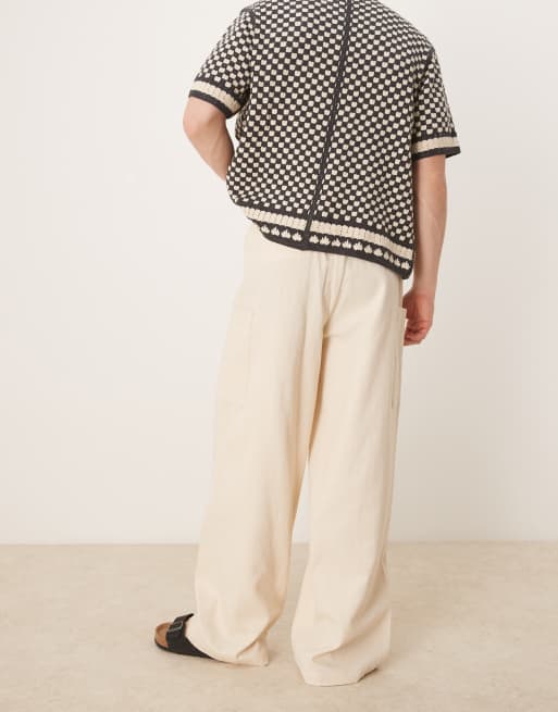 ASOS DESIGN - Pantaloni oversize effetto lino extra ampi écru , 3 di 5