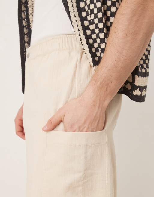 ASOS DESIGN - Pantaloni oversize effetto lino extra ampi écru , 4 di 5