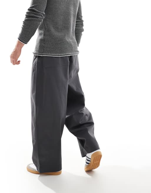 ASOS DESIGN - Pantaloni oversize extra ampi con pannelli sulle ginocchia in tela grigio antracite , 3 di 5