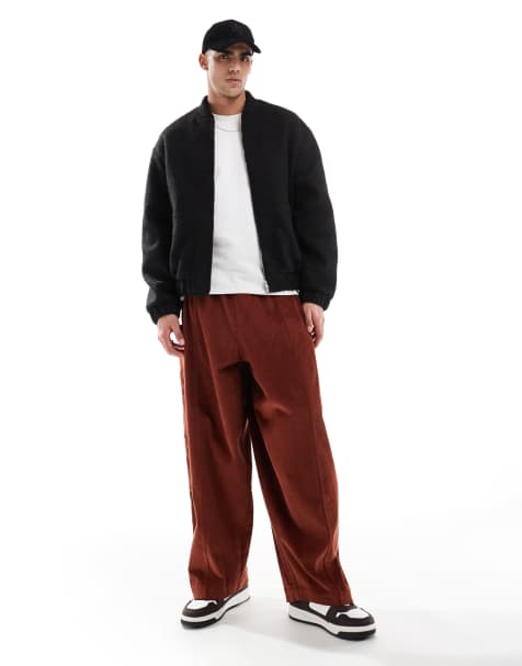 ASOS DESIGN - Pantaloni oversize extra ampi in velluto a coste arancione con tasche sul lato - view 1