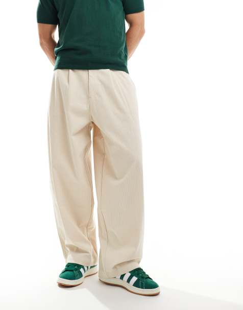 ASOS DESIGN - Pantaloni oversize extra ampi in velluto a coste crema a pieghe - view 1