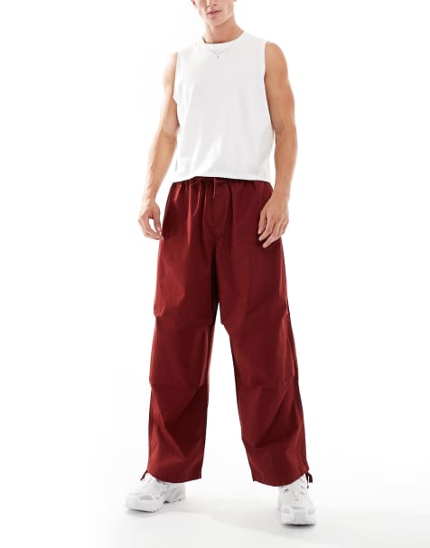 ASOS DESIGN - Pantaloni oversize extra ampi parachute bordeaux - view 1