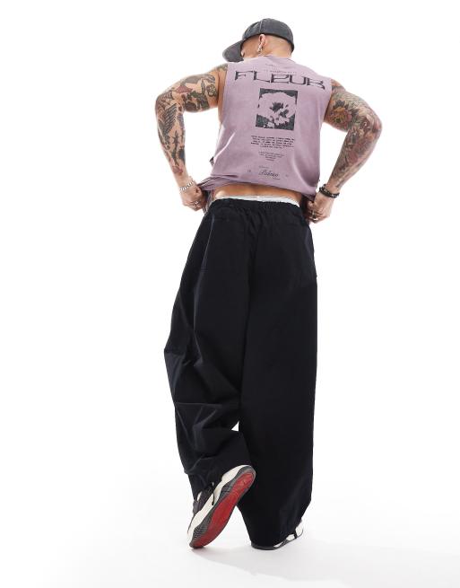 ASOS DESIGN - Pantaloni oversize extra ampi parachute neri, 5 di 5