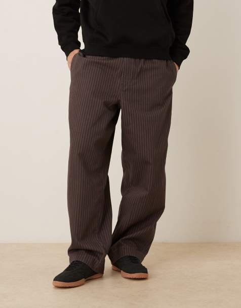 ASOS DESIGN - Pantaloni parachute oversize marroni a righe - view 1