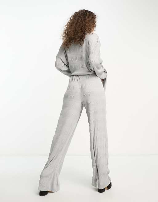 ASOS DESIGN - Pantaloni plissé a fondo ampio color argento in coordinato, 2 di 4