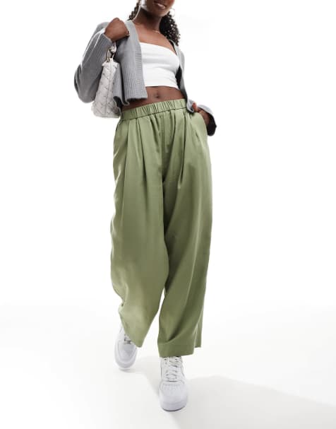 ASOS DESIGN - Pantaloni premium casual kaki slavato con pieghe - view 1