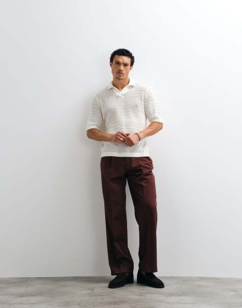 ASOS DESIGN - Pantaloni sartoriali a fondo ampio bordeaux a pieghe - view 1
