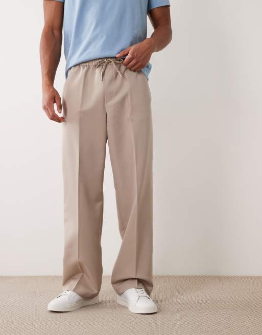 ASOS DESIGN - Pantaloni sartoriali a fondo ampio color pietra