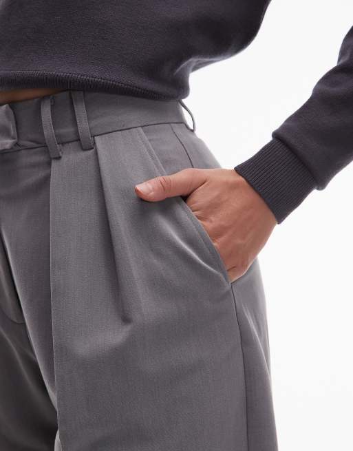 ASOS DESIGN - Pantaloni sartoriali a fondo ampio grigi con pieghe, 3 di 5