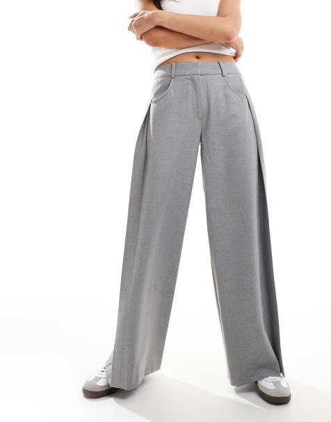 ASOS DESIGN - Pantaloni sartoriali a fondo ampio grigio chiaro con pieghe laterali - view 1