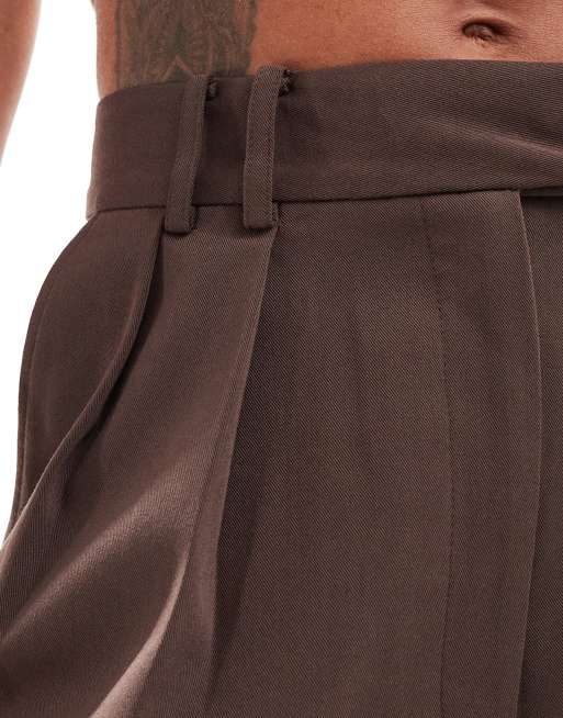 ASOS DESIGN - Pantaloni sartoriali a fondo ampio marroni, 3 di 5
