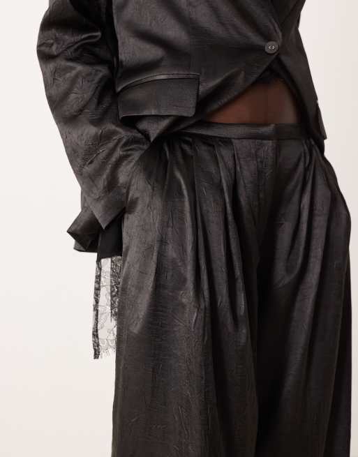 ASOS DESIGN - Pantaloni sartoriali a palazzo non strutturati neri in coordinato , 2 di 5