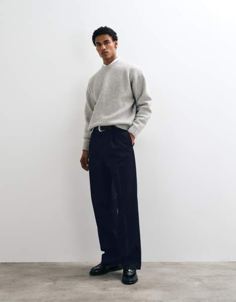 ASOS DESIGN pantaloni sartoriali a pieghe a gamba larga blu navy - view 1