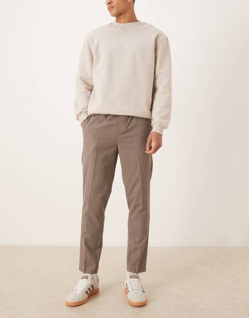ASOS DESIGN - Pantaloni sartoriali affusolati beige in flanella, 2 di 5