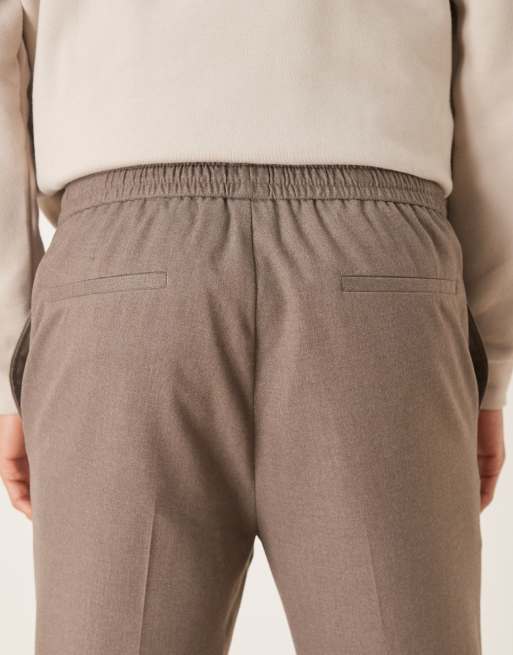 ASOS DESIGN - Pantaloni sartoriali affusolati beige in flanella, 5 di 5