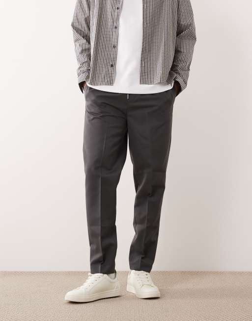 ASOS DESIGN - Pantaloni sartoriali affusolati color antracite