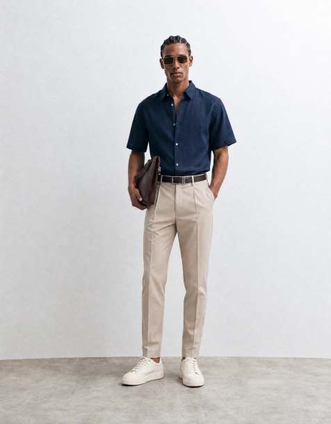 ASOS DESIGN - Pantaloni sartoriali affusolati color pietra con pinces - view 1