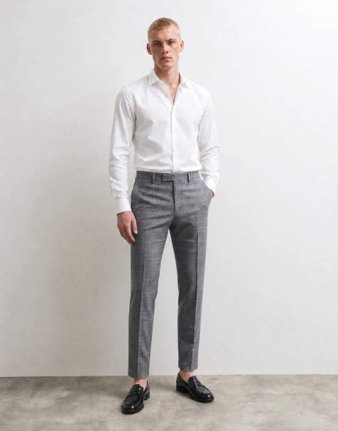 ASOS DESIGN - Pantaloni sartoriali affusolati grigio a quadri tono su tono - view 1