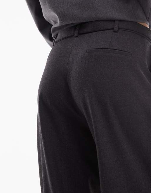 ASOS DESIGN - Pantaloni sartoriali affusolati grigio mélange con cintura, 4 di 5