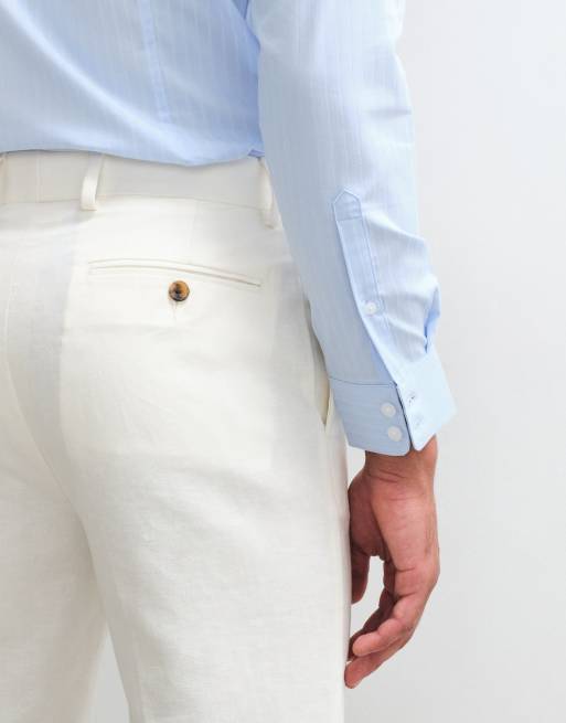 ASOS DESIGN - Pantaloni sartoriali affusolati in misto lino bianchi , 3 di 5