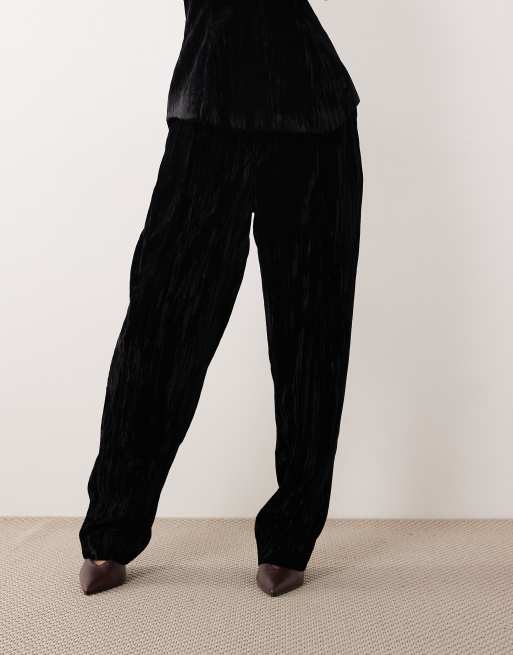 ASOS DESIGN - Pantaloni sartoriali affusolati in velluto nero in coordinato , 3 di 5